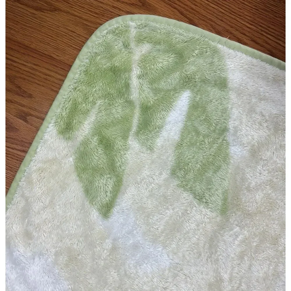 Carters Monkey Baby Blanket Fleece Plush Green Yellow Palm Tree Jungle Blue Bird